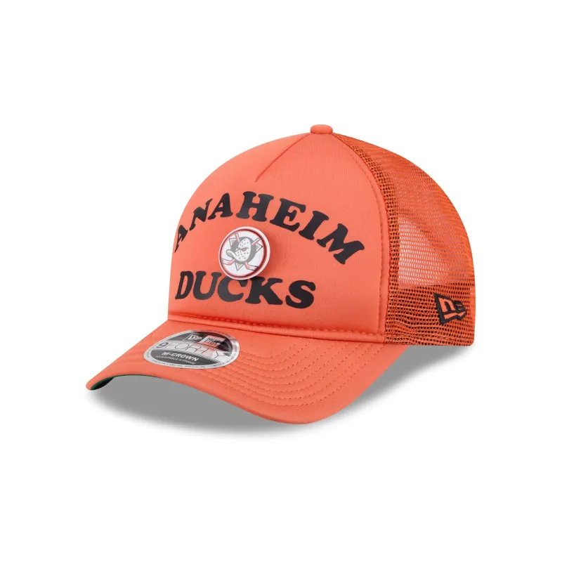 Anaheim Ducks Button 9FORTY M-Crown A-Frame Trucker Hat made by New Era