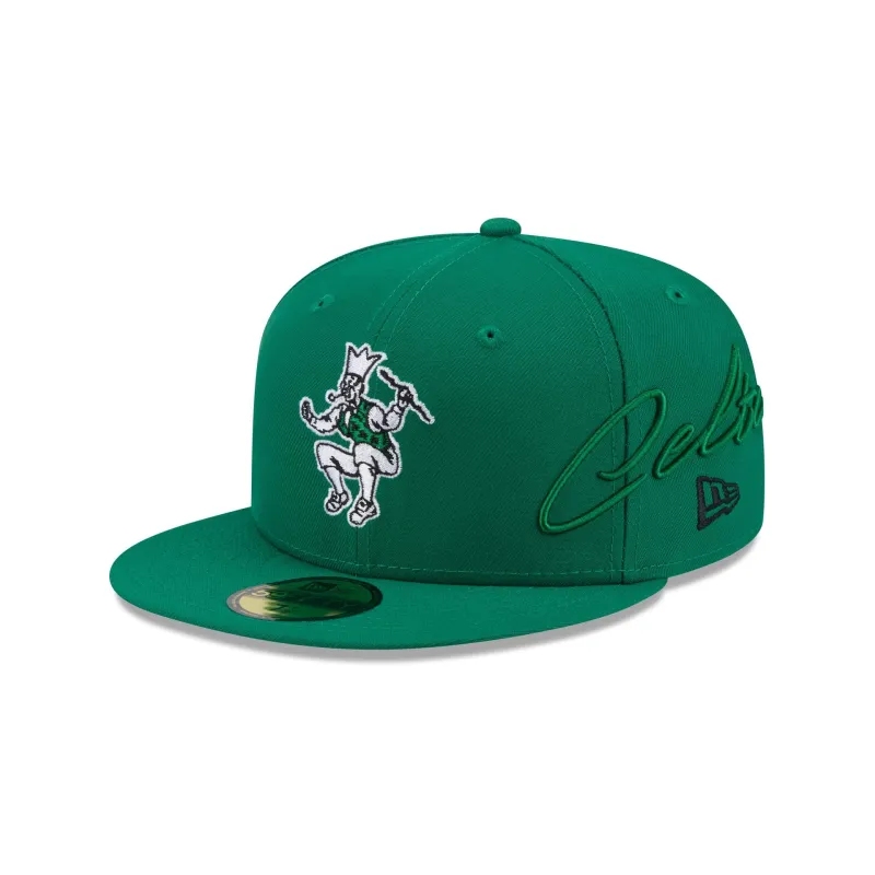 Boston Celtics Side Script 59FIFTY Fitted Hat made by New Era