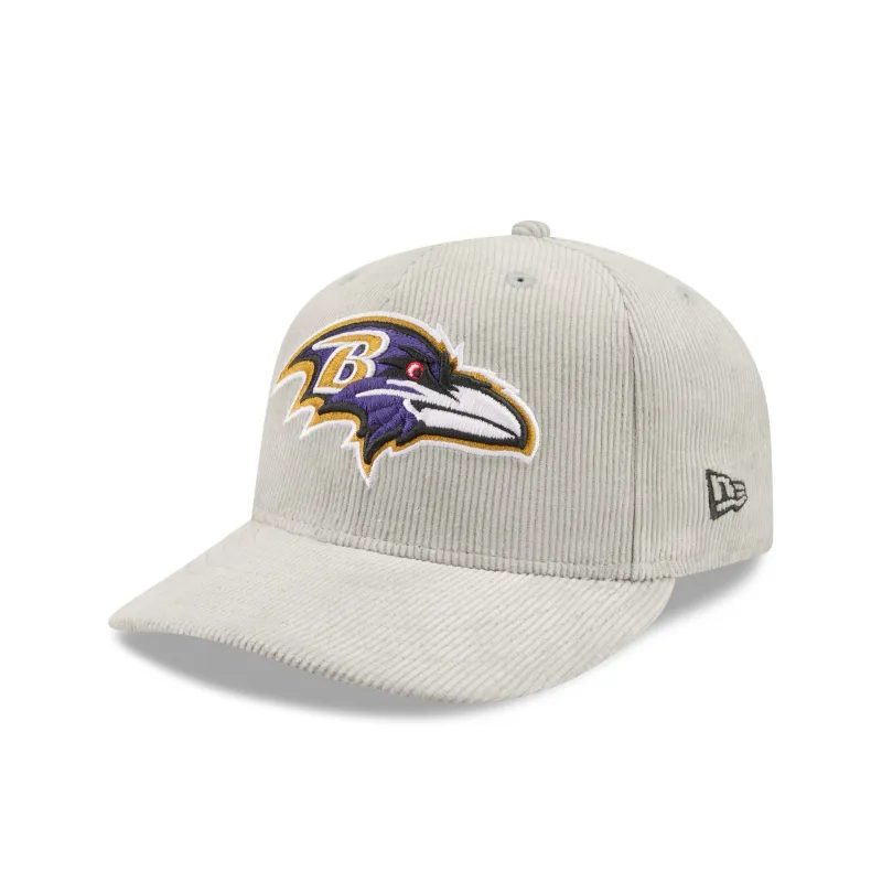 Baltimore Ravens Light Gray Corduroy 59FIFTY Fitted Hat made by New Era