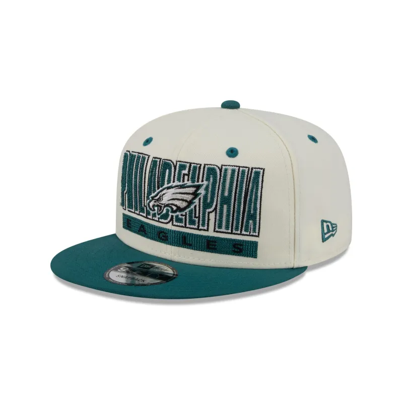 Philadelphia Eagles Classic Stacked Chrome 9FIFTY Snapback Hat made by New Era