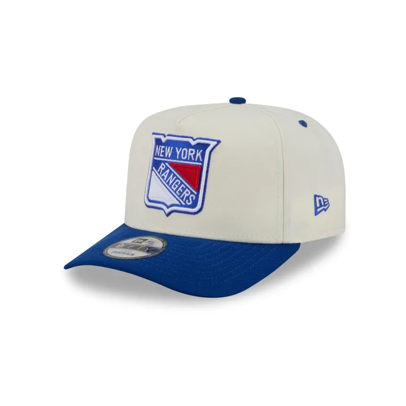 New York Rangers Statement Back Chrome White 9FIFTY A-Frame Snapback Hat made by New Era