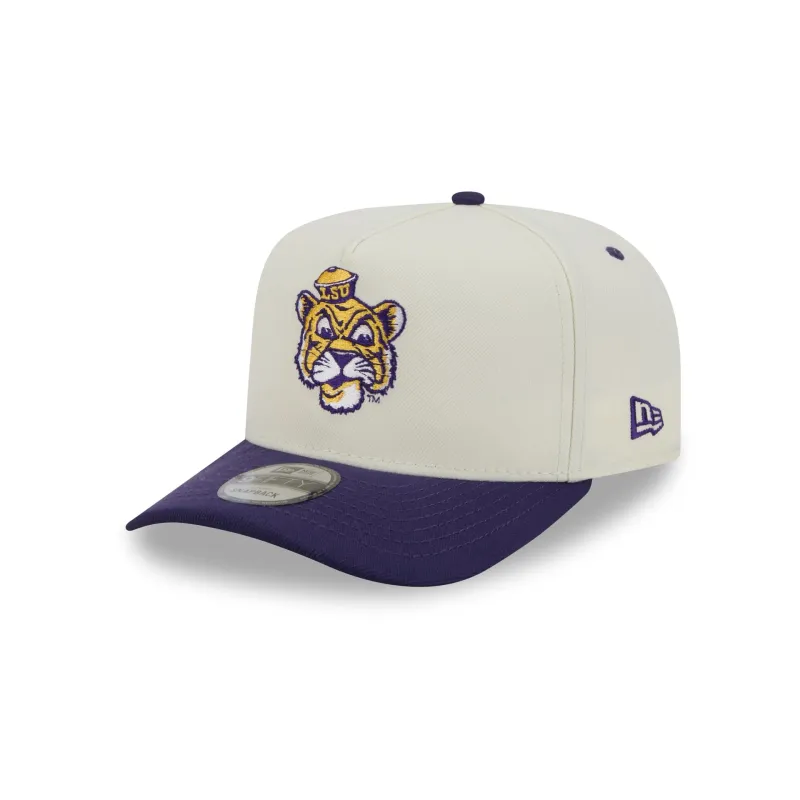 LSU Tigers Statement Back Chrome White 9FIFTY A-Frame Snapback Hat made by New Era