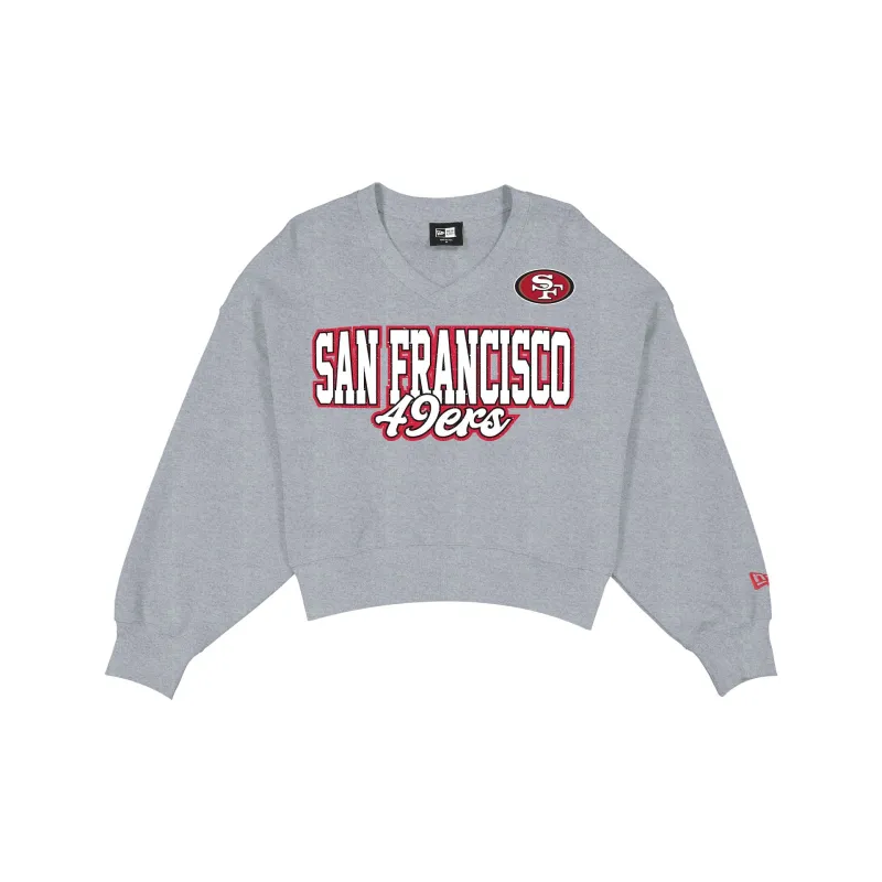 San Francisco 49ers Women's Heather Gray Glitter Crewneck made by New Era
