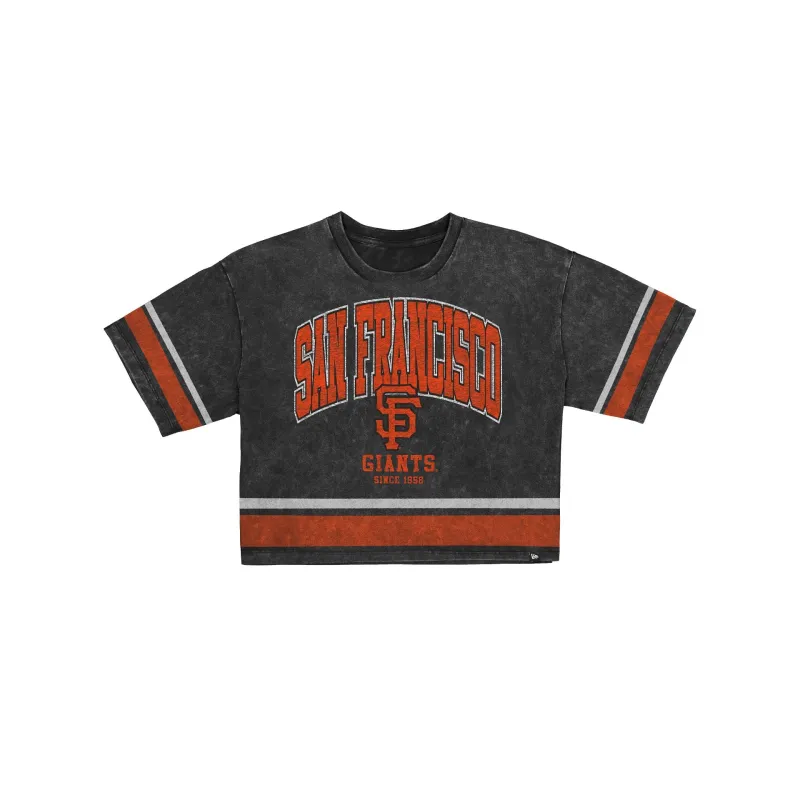 San Francisco Giants Women's Vintage Stripe Cropped T-Shirt made by New Era
