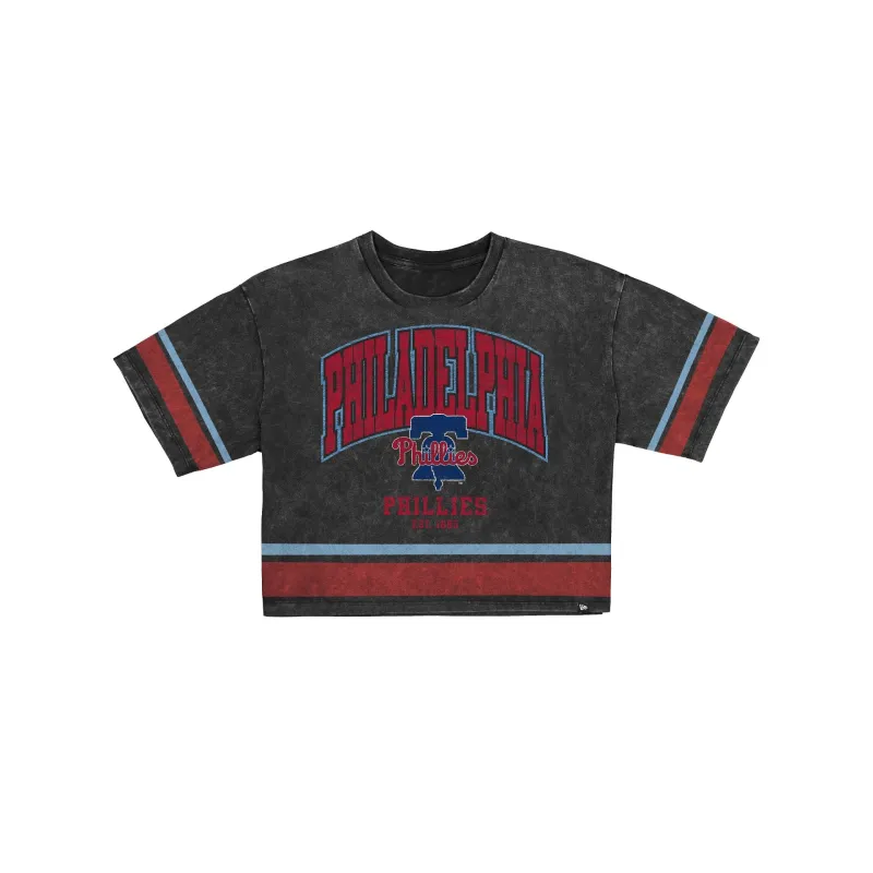 Philadelphia Phillies Women's Vintage Stripe Cropped T-Shirt made by New Era