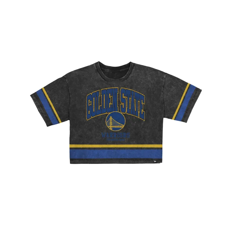 Golden State Warriors Women's Vintage Stripe Cropped T-Shirt made by New Era