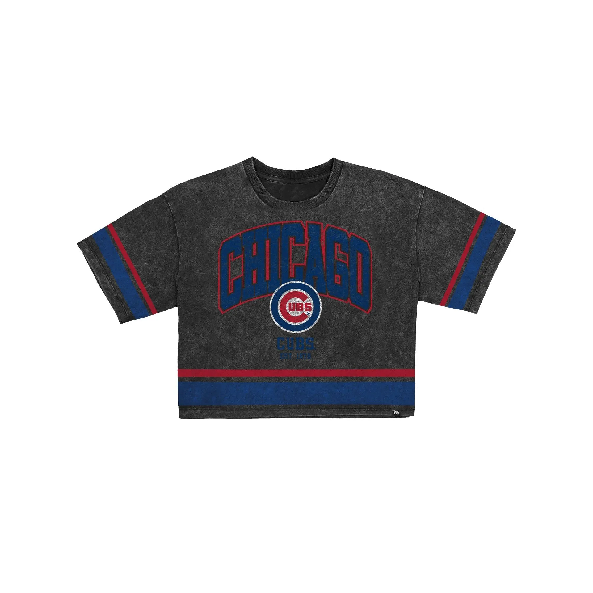 Chicago Cubs Women's Vintage Stripe Cropped T-Shirt sold by New Era