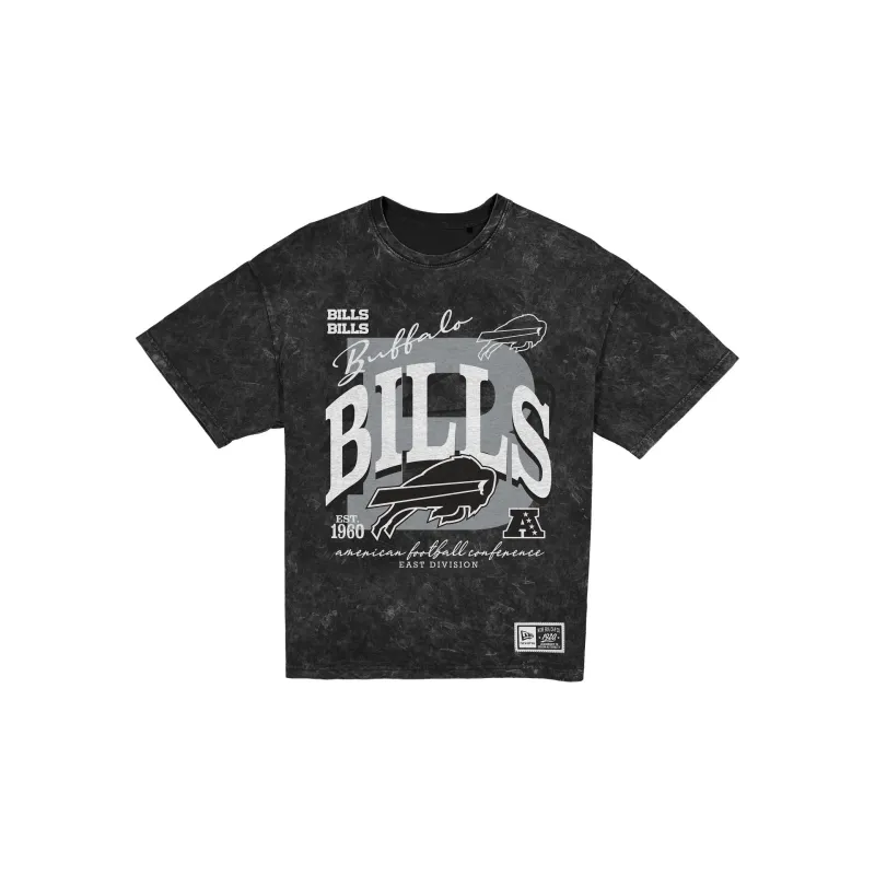 Buffalo Bills Women's Throwback Oversized Black Washed T-Shirt made by New Era