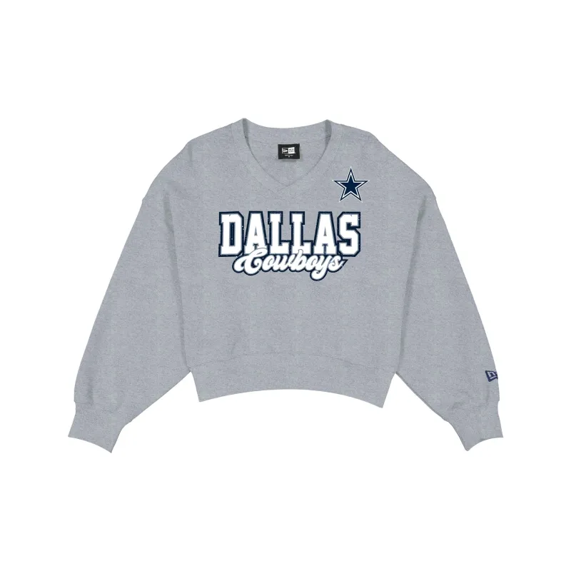 Dallas Cowboys Women's Heather Gray Glitter Crewneck made by New Era
