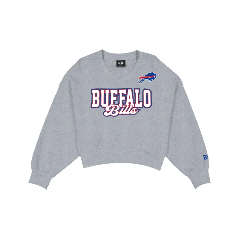 Buffalo Bills Women's Heather Gray Glitter Crewneck made by New Era