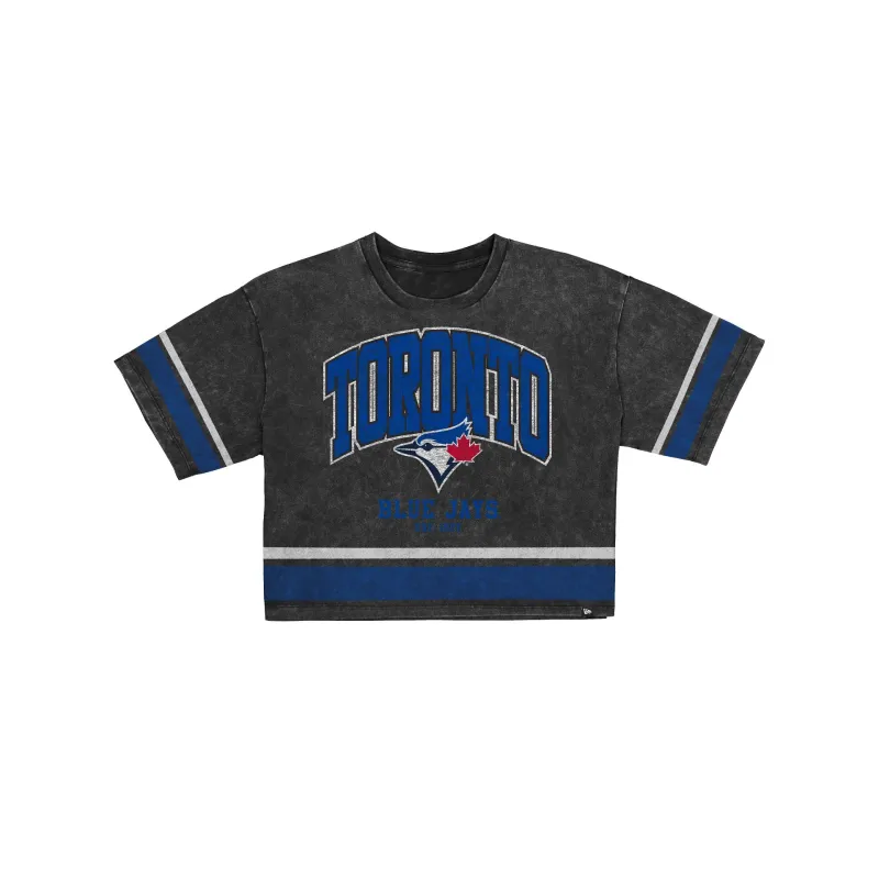 Toronto Blue Jays Women's Vintage Stripe Cropped T-Shirt made by New Era