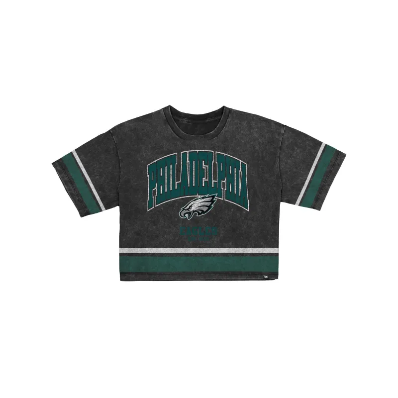 Philadelphia Eagles Women's Vintage Stripe Cropped T-Shirt made by New Era