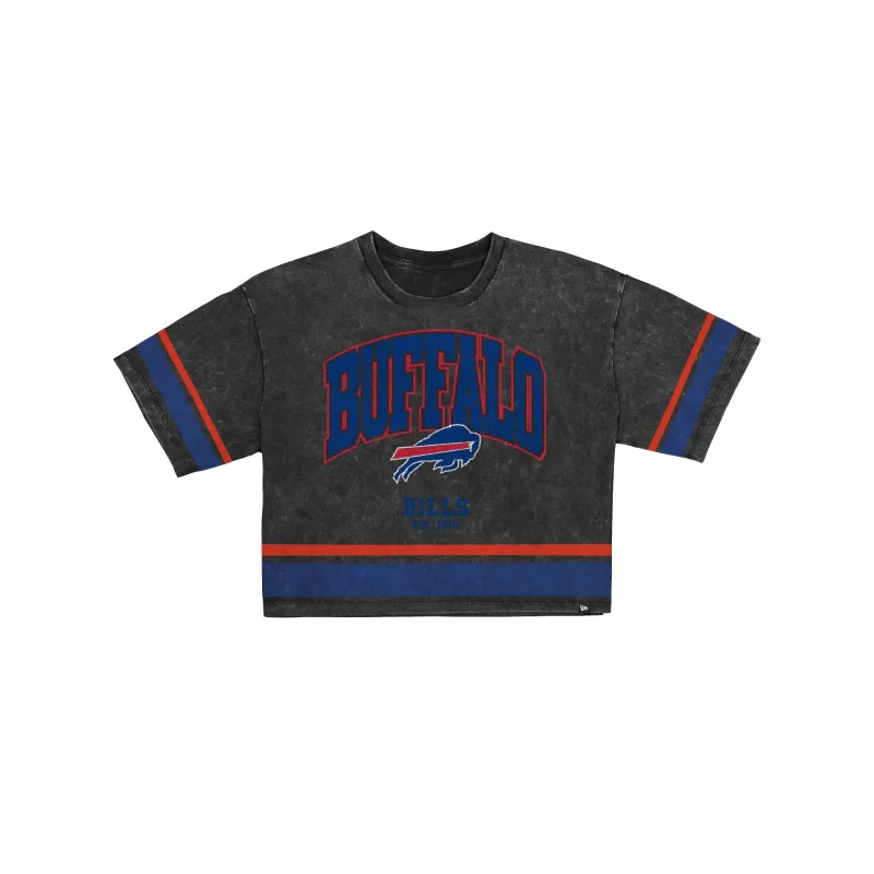 Buffalo Bills Women's Vintage Stripe Cropped T-Shirt made by New Era