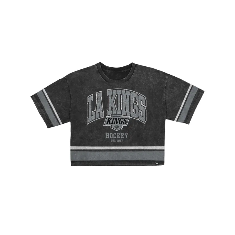 Los Angeles Kings Women's Vintage Stripe Cropped T-Shirt made by New Era