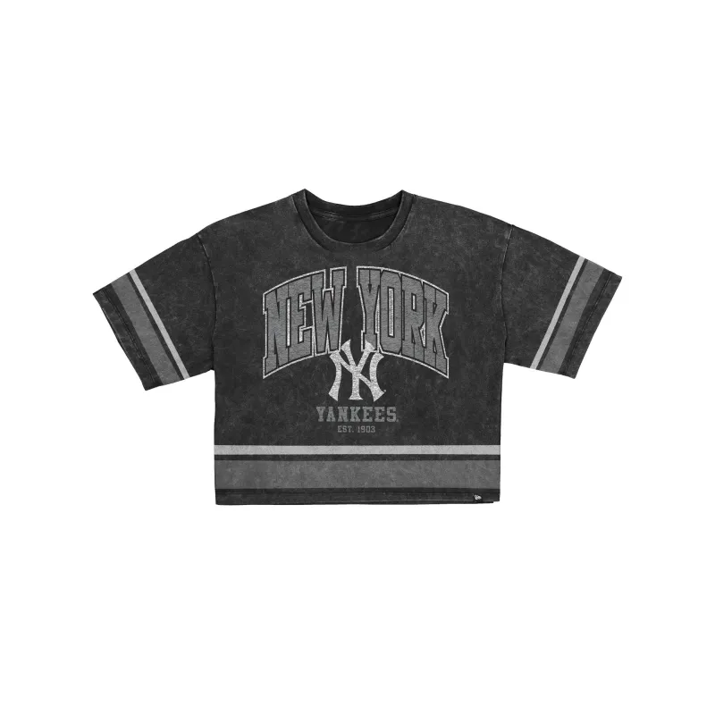 New York Yankees Women's Vintage Stripe Cropped T-Shirt made by New Era