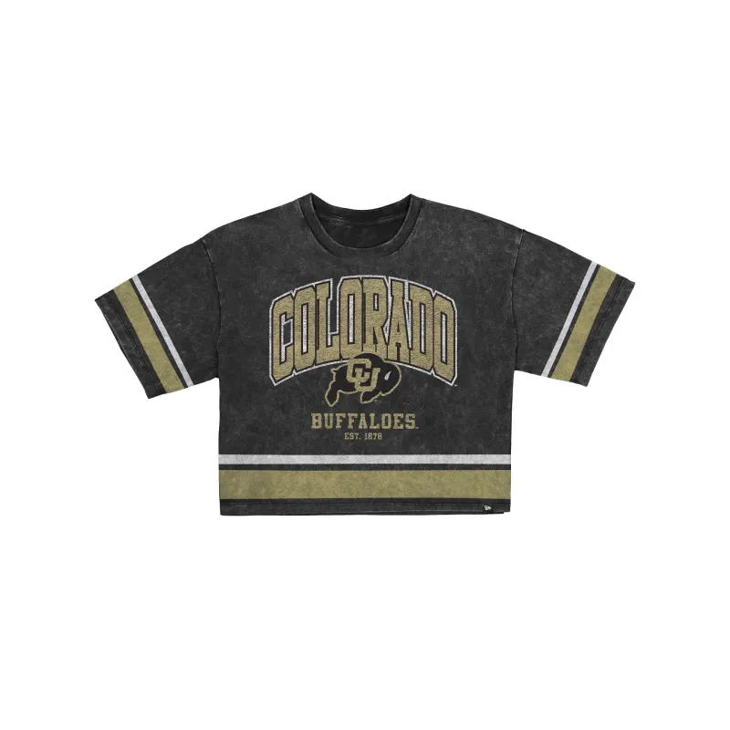 Colorado Buffaloes Women's Vintage Stripe Cropped T-Shirt made by New Era