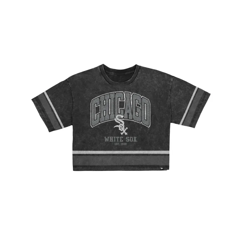 Chicago White Sox Women's Vintage Stripe Cropped T-Shirt made by New Era