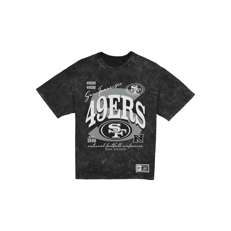 San Francisco 49ers Women's Throwback Oversized Black Washed T-Shirt made by New Era