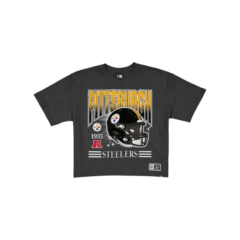 Pittsburgh Steelers Women's Throwback Cropped Graphic T-Shirt made by New Era