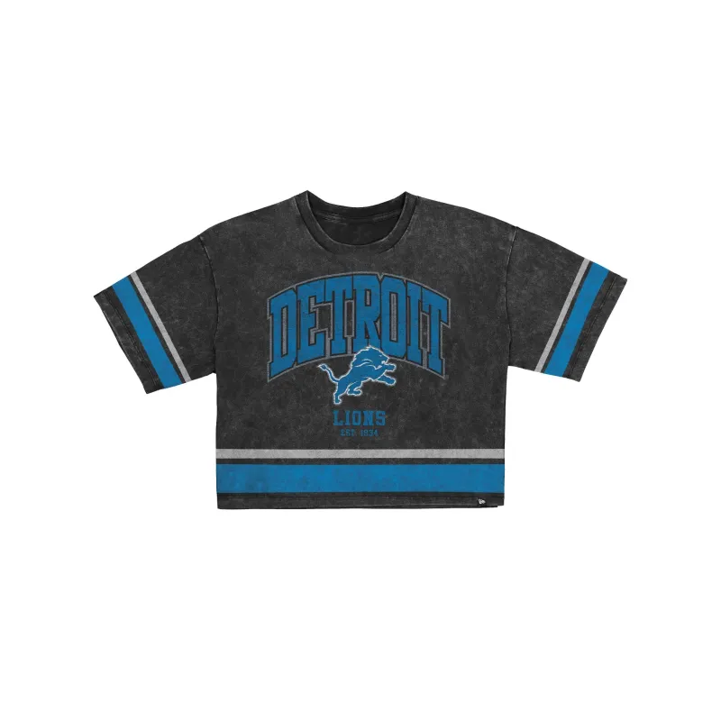 Detroit Lions Women's Vintage Stripe Cropped T-Shirt made by New Era