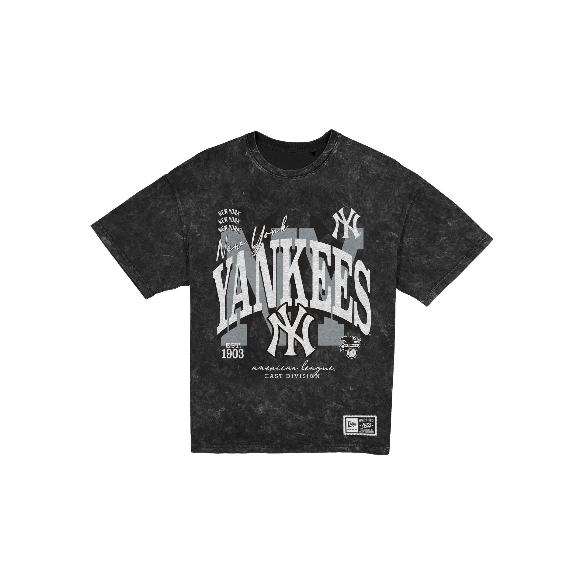 New York Yankees Women's Throwback Oversized Black Washed T-Shirt sold by New Era