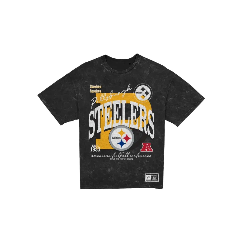 Pittsburgh Steelers Women's Throwback Oversized Washed T-Shirt made by New Era