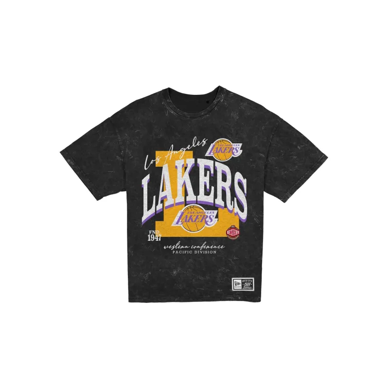 Los Angeles Lakers Women's Throwback Oversized Washed T-Shirt made by New Era