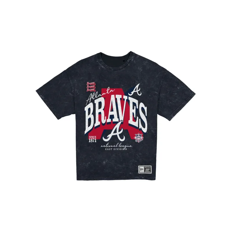Atlanta Braves Women's Throwback Oversized Washed T-Shirt made by New Era