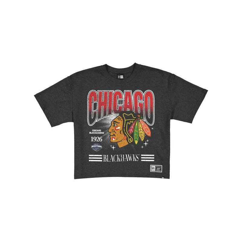 Chicago Blackhawks Women's Throwback Cropped Graphic T-Shirt made by New Era