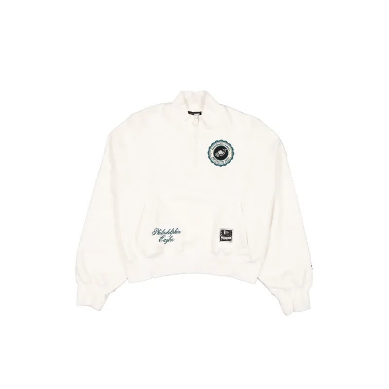 Philadelphia Eagles Women's Chrome White Quarter Zip made by New Era
