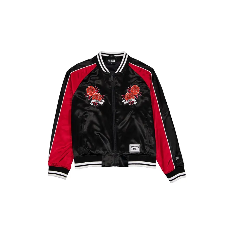 Chicago Bulls Women's Floral Satin Varsity Jacket made by New Era