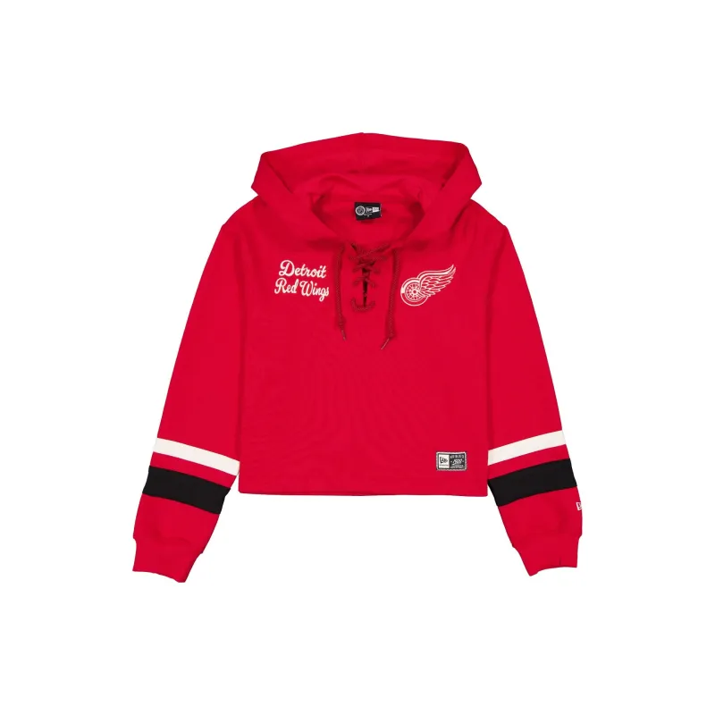 Detroit Red Wings Women's Throwback Cropped Tie Hoodie made by New Era