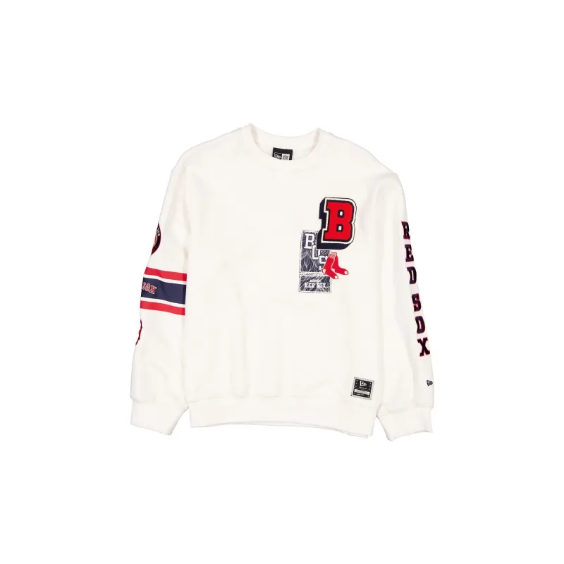 Boston Red Sox Women's Chrome White Varsity Crewneck made by New Era