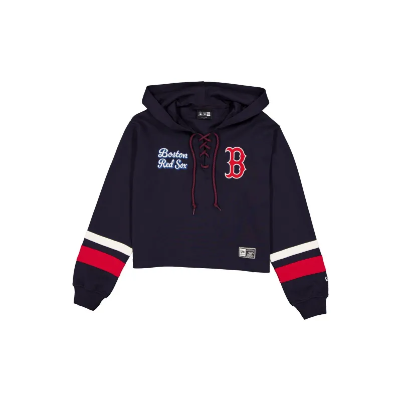Boston Red Sox Women's Throwback Cropped Tie Hoodie made by New Era