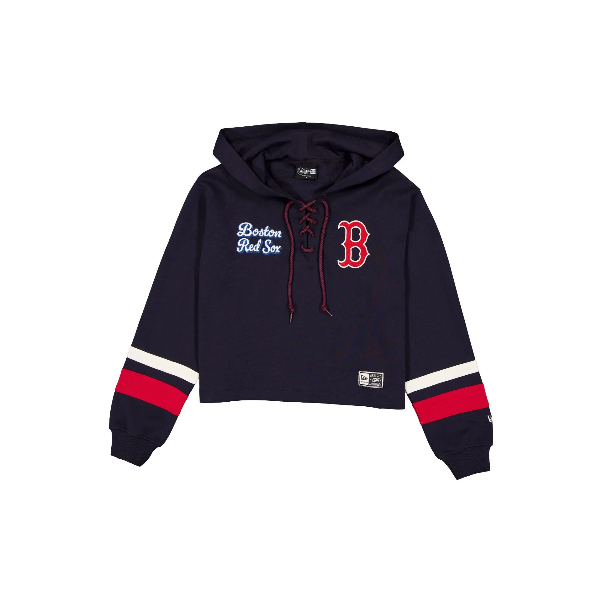 Boston Red Sox Women's Throwback Cropped Tie Hoodie sold by New Era