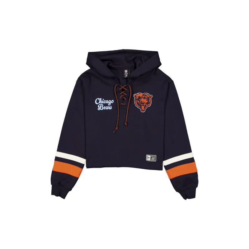 Chicago Bears Women's Throwback Cropped Tie Hoodie made by New Era