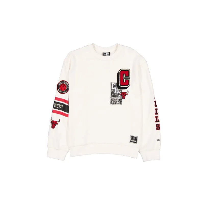 Chicago Bulls Women's Chrome White Varsity Crewneck made by New Era