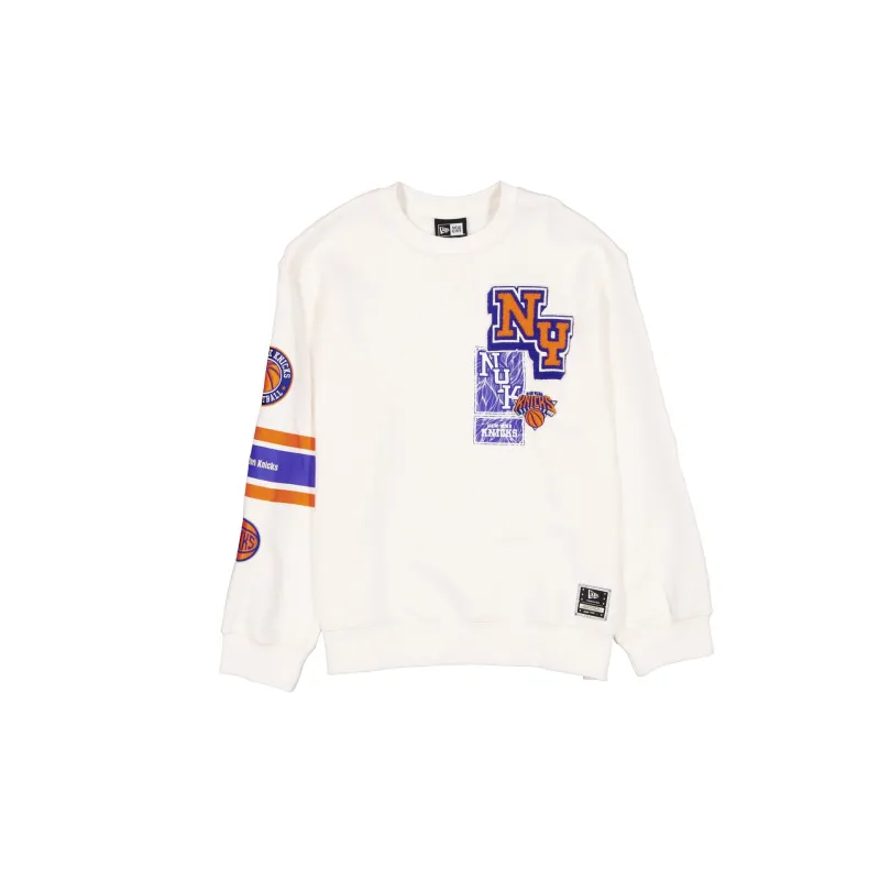 New York Knicks Women's Chrome White Varsity Crewneck made by New Era