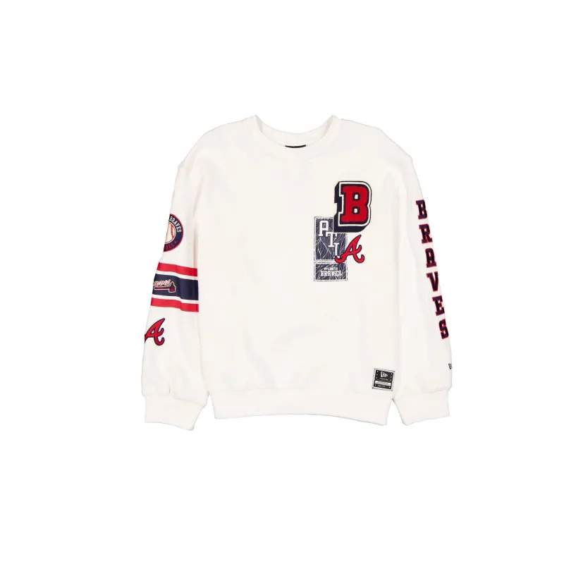 Atlanta Braves Women's Chrome White Varsity Crewneck made by New Era