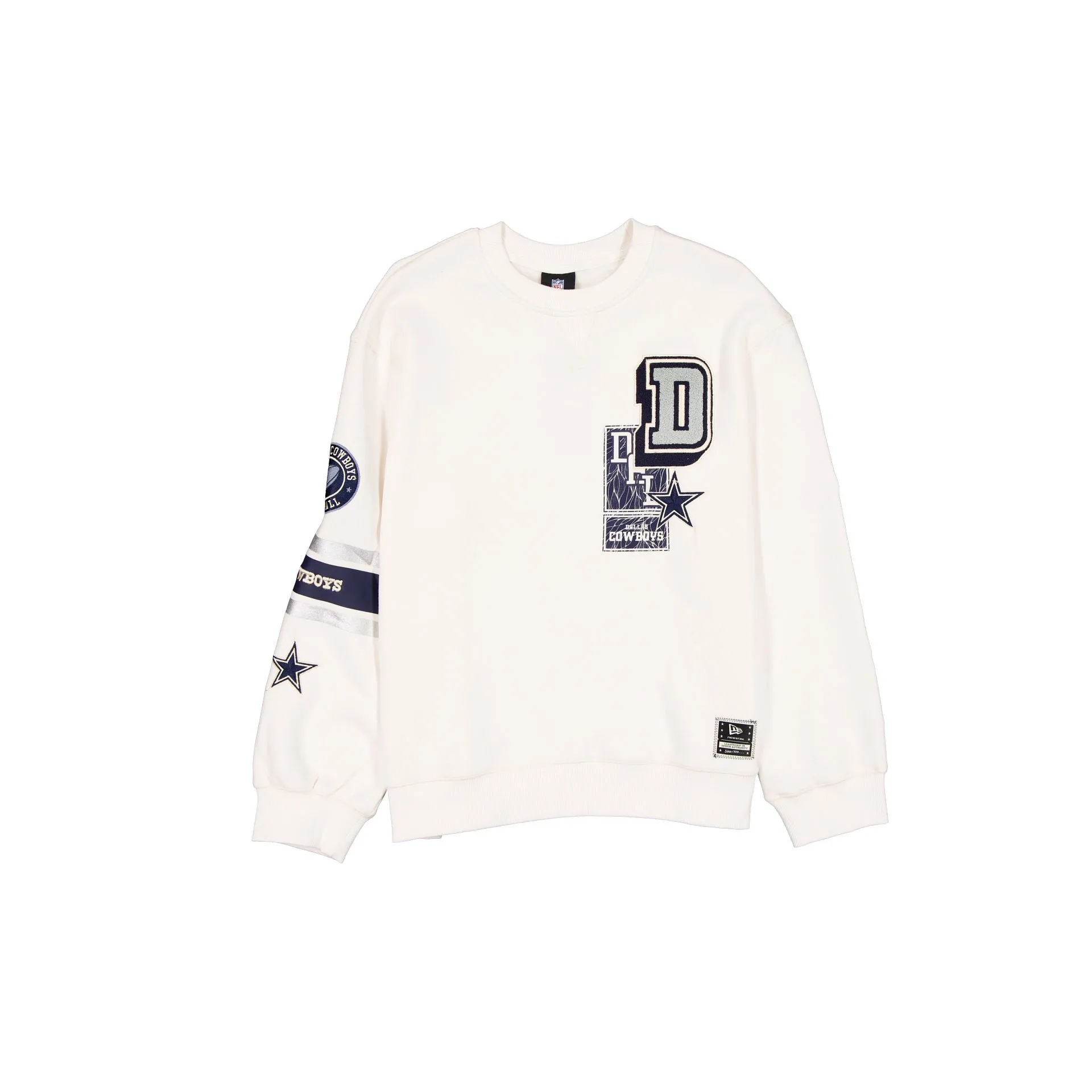 Dallas Cowboys Women's Chrome White Varsity Crewneck sold by New Era