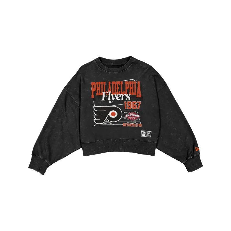 Philadelphia Flyers Women's Throwback Cropped Washed Crewneck made by New Era