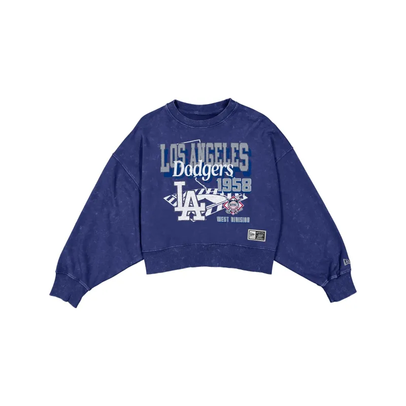Los Angeles Dodgers Women's Throwback Cropped Washed Crewneck made by New Era