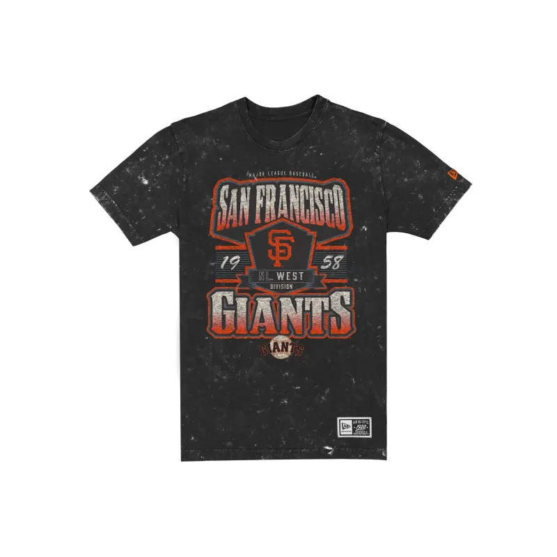 San Francisco Giants Throwback Washed Graphic Black T-Shirt made by New Era
