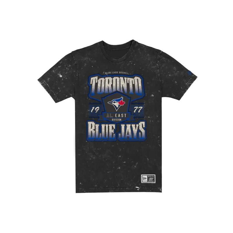 Toronto Blue Jays Throwback Washed Graphic Black T-Shirt made by New Era