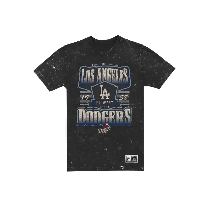 Los Angeles Dodgers Throwback Washed Graphic Black T-Shirt made by New Era