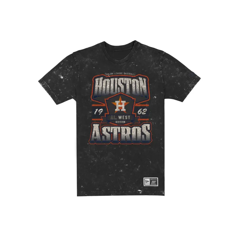 Houston Astros Throwback Washed Graphic Black T-Shirt made by New Era