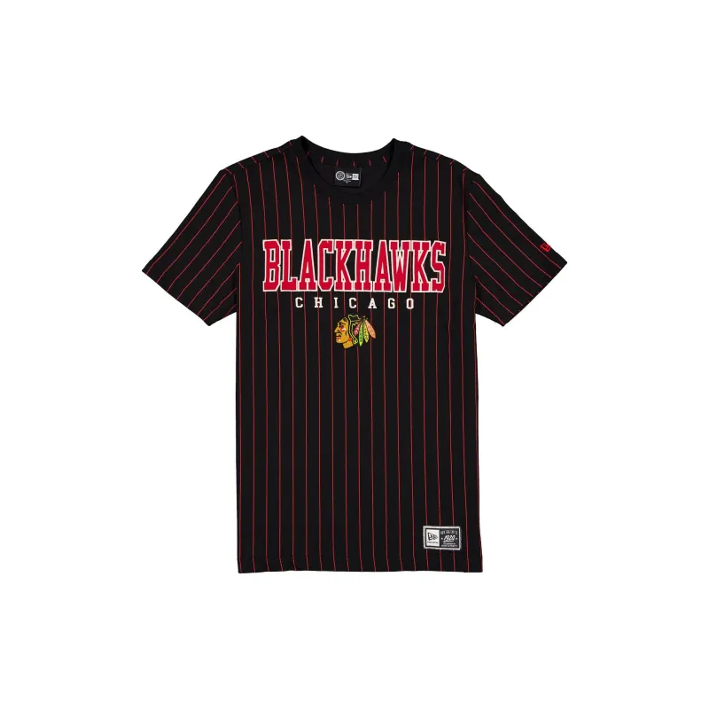 Chicago Blackhawks Throwback Pinstripe Varsity T-Shirt made by New Era