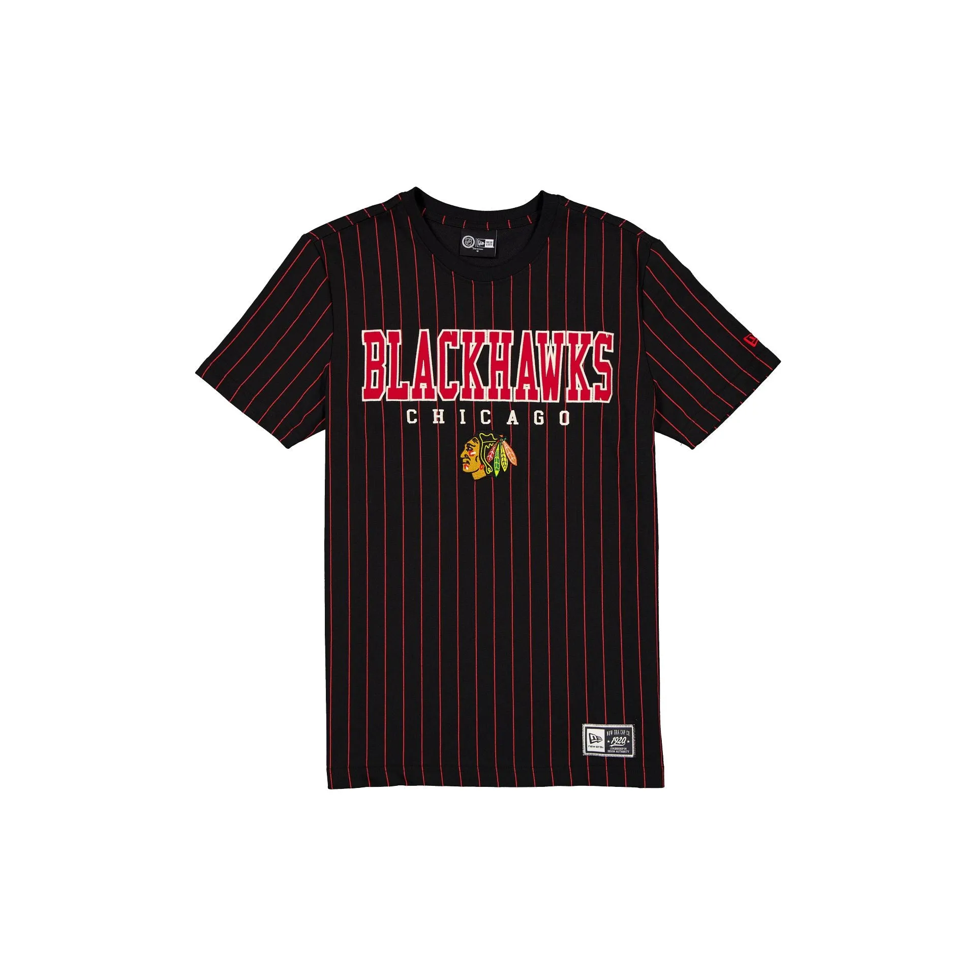 Chicago Blackhawks Throwback Pinstripe Varsity T-Shirt sold by New Era
