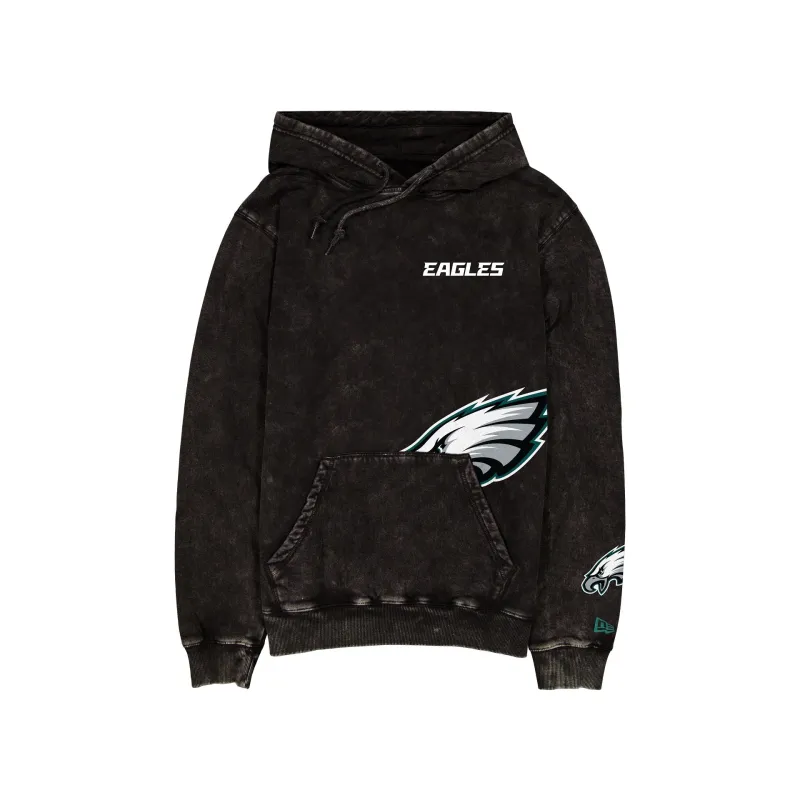 Philadelphia Eagles Logo Washed Black Hoodie made by New Era