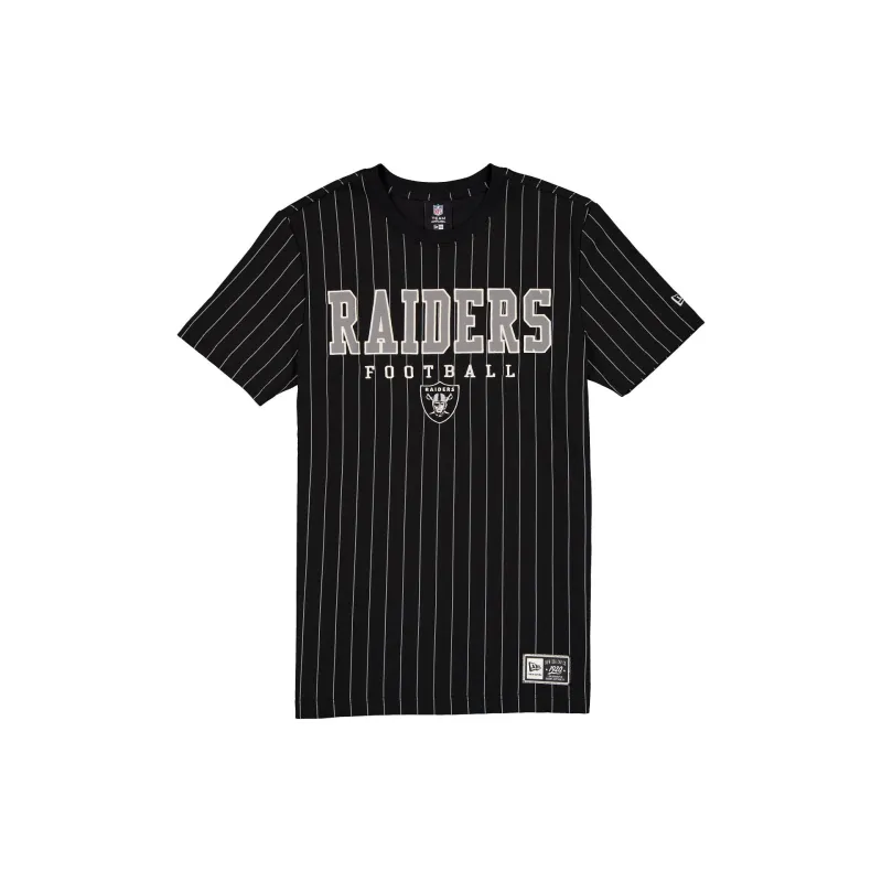Las Vegas Raiders Throwback Pinstripe Varsity T-Shirt made by New Era